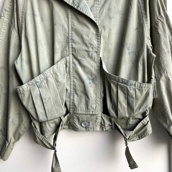 Free People Green Parachute Utility Jacket Size S Lightweight Slouchy Indie - Picture 8 of 16